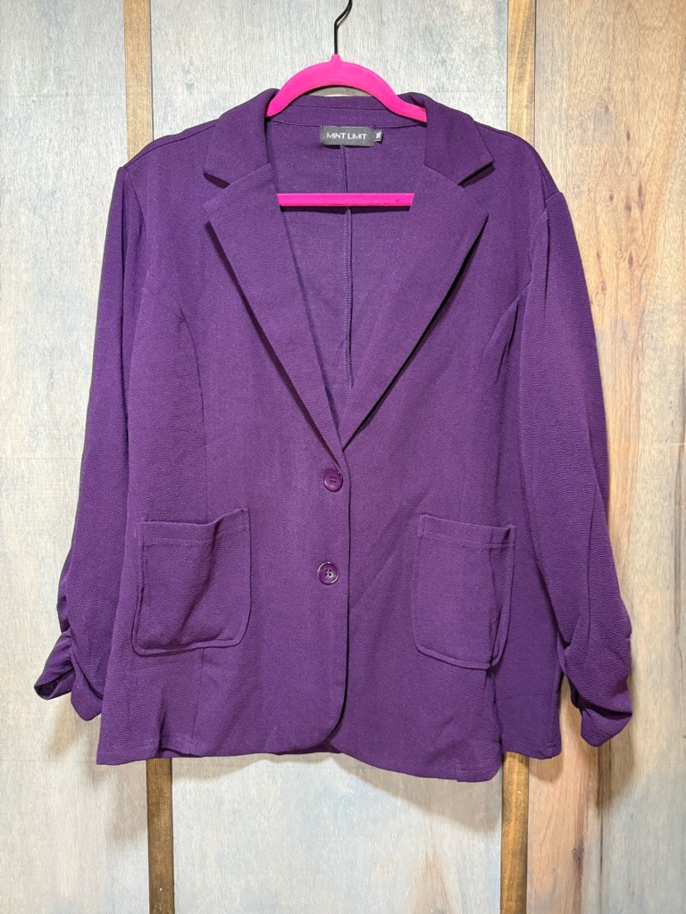 Mint Limit Purple Blazer Jacket with Gathered Sleeves Women’s Size XXL